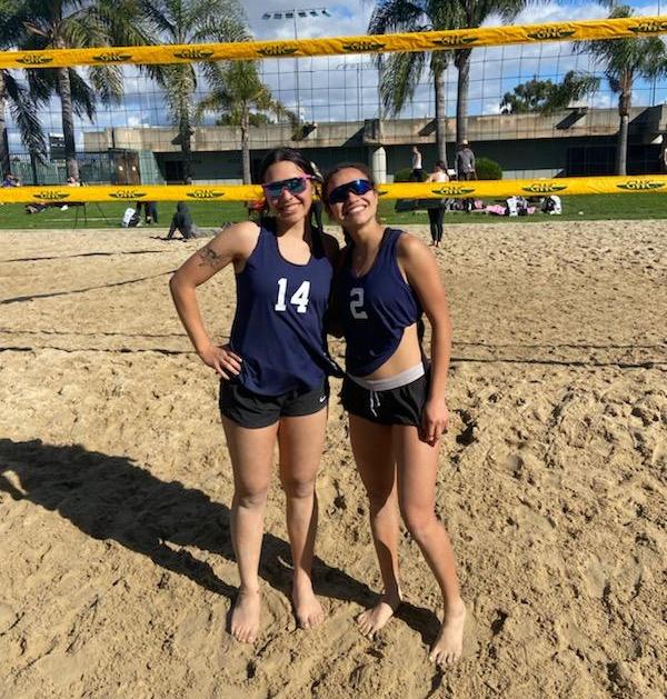 (L-R) Brisa Cortez and Jasmine Soto-Castro won both of their matches for the Falcons