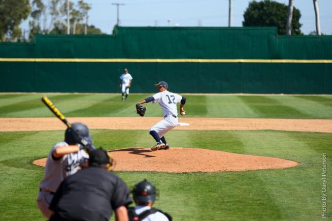 File Photo: Sophomore pitcher Sebastian Frutos (12) was named 2nd Team All-SCC