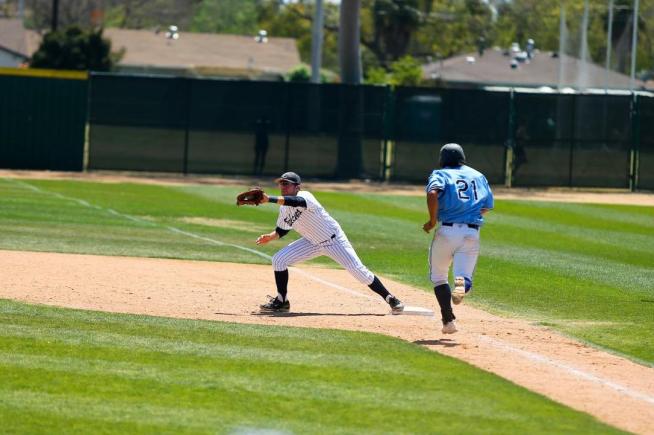 File Photo: 1B Jose Romero had one of the six Falcon hits in their 15-2 loss to East LA
