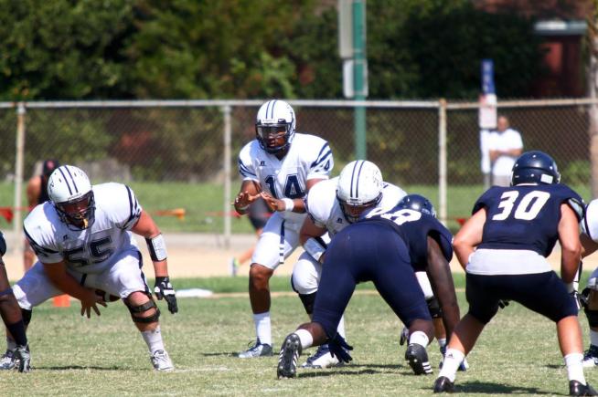 File Photo: Falcon QB Morgan Fennell threw for 4 TD's in the team's 65-14 win over Pasadena City.