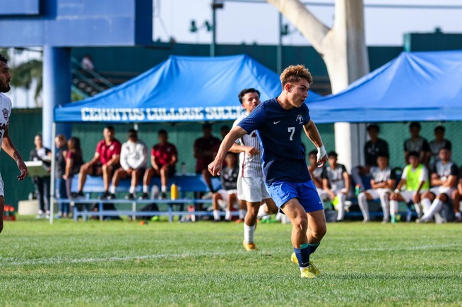 Julian Vazquez finishes his shot for the Falcons second goal of the game