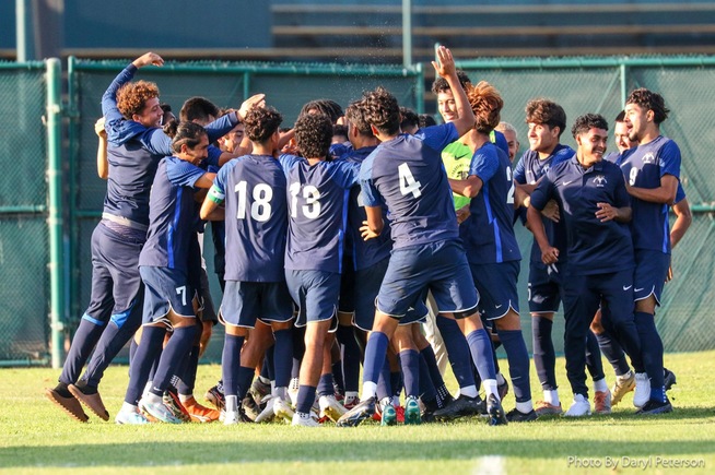 Falcons celebrate after scoring winning goal