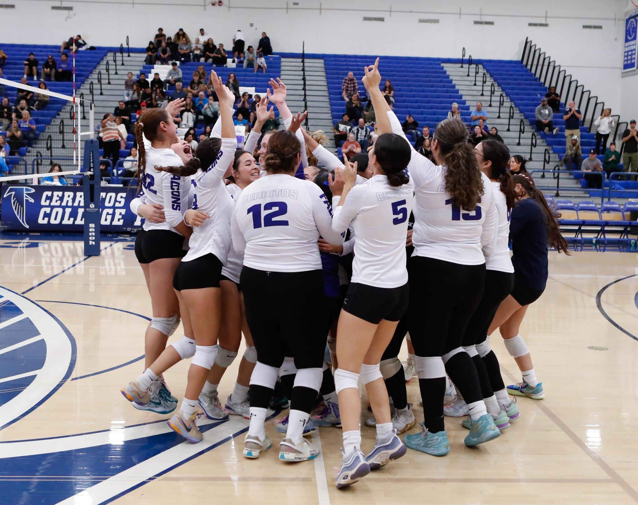 Falcons celebrate after qualifying for the 3C2A State Championships