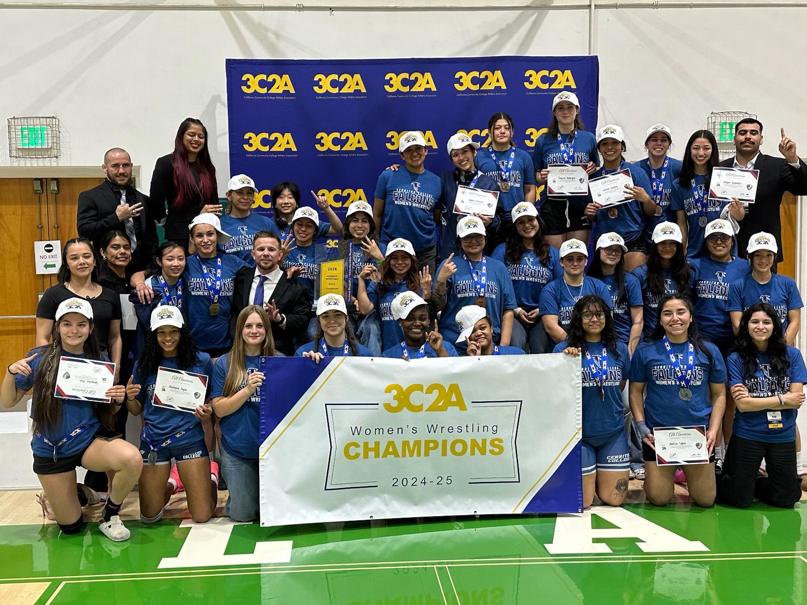 Women's wrestling celebrates third straight state championship